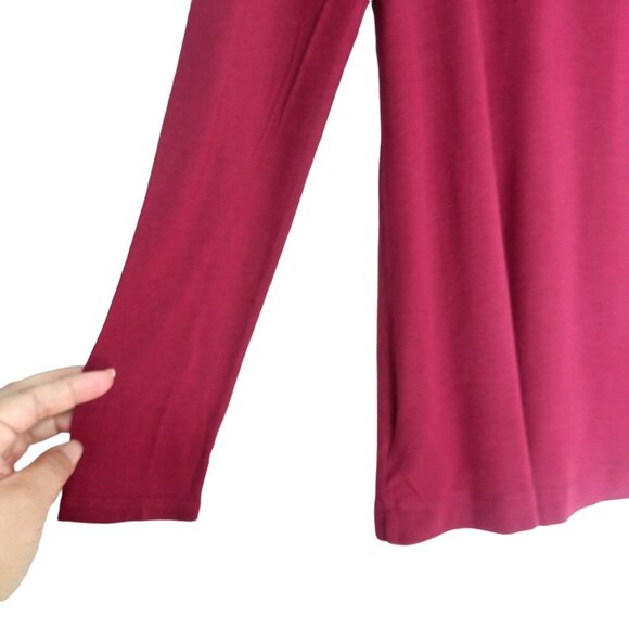 Old Navy Blouse Womens Extra Small Burgundy Tunic Long Sleeve Crew Neck Relaxed - Picture 10 of 10
